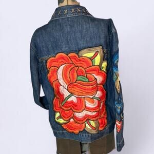 Vintage 90s y2k chicos embroidered jean jacket women's size L